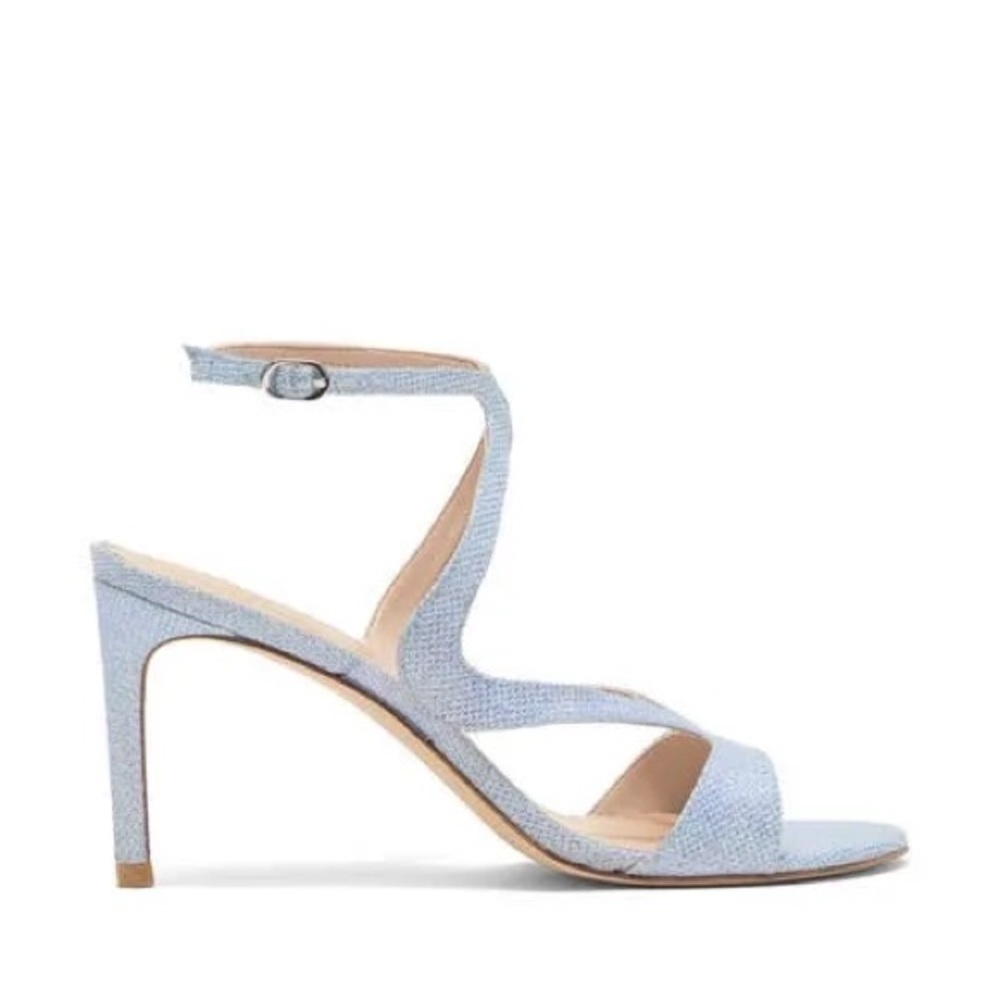 Stuart Weitzman Mariposa 80 Open Toe Sandals Metallic Periwinkle Size 9.5